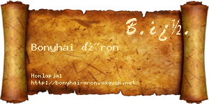 Bonyhai Áron névjegykártya